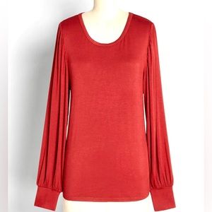 ModCloth Beyond Basic Long Sleeve Plus Size Orange T-Shirt w/ Cuffed Sleeves